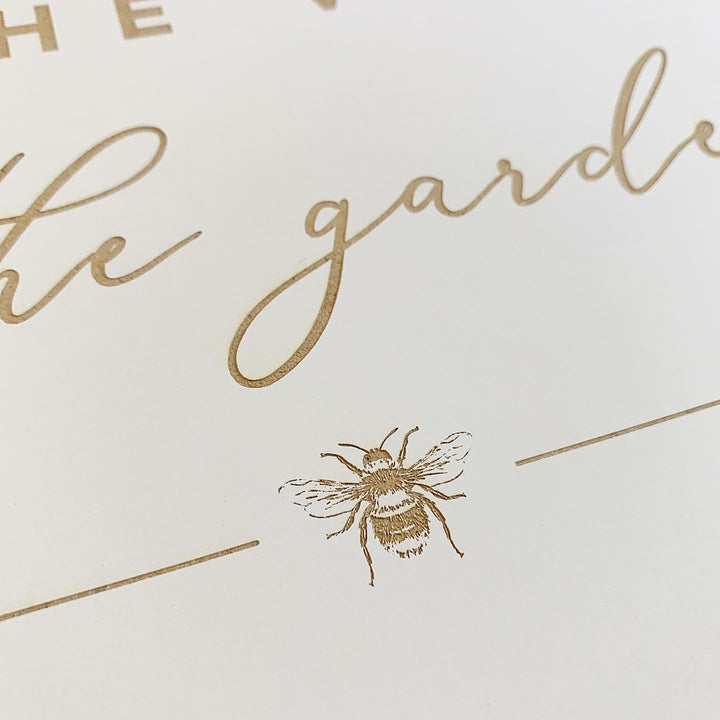 Double, Two Sided White or Black "The Hum Of Bees" Country Spring Summer Sign She Shed Christmas Standing Mantle Console Table Xmas Decor