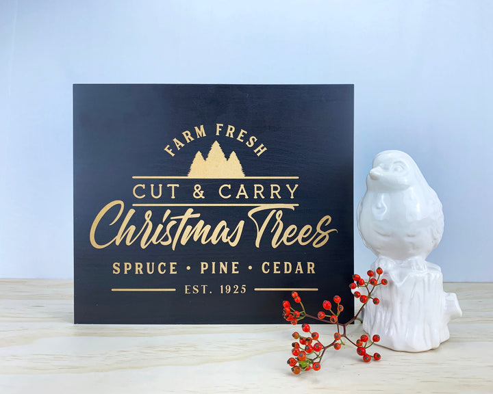 Christmas Tree Farm Standing Custom Double Sided Sign Christmas decor, Xmas Sign, Standing Mantle, Console Table Decor