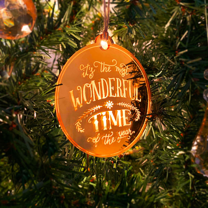 Engraved Christmas Tree Ornament - 'Most Wonderful Time'