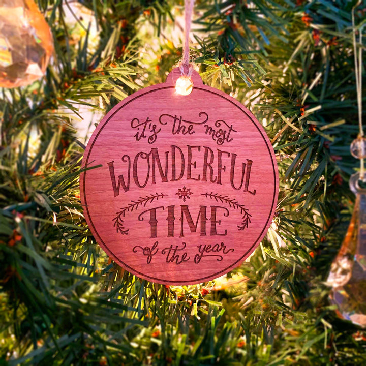 Engraved Christmas Tree Ornament - 'Most Wonderful Time'