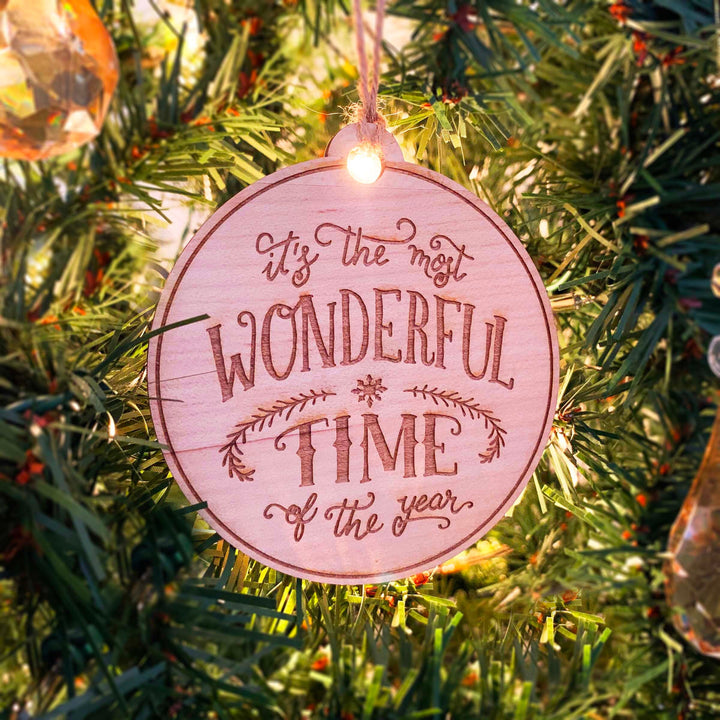 Engraved Christmas Tree Ornament - 'Most Wonderful Time'