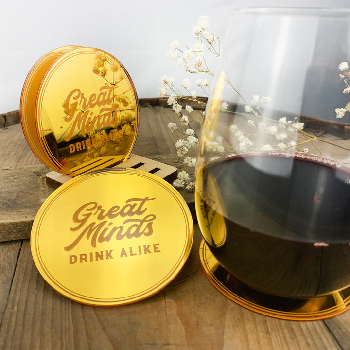 Custom Name Coasters - Wooden Drink Coasters Set, Real Maple or Acrylic Coasters, Bar Decor, Engagement Wedding Gifts, Housewarming Gift