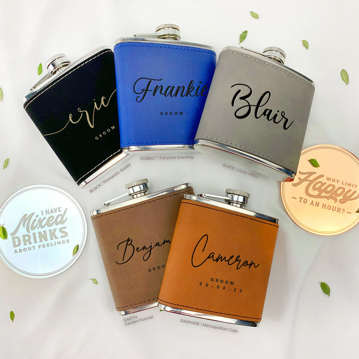 Personalized Leatherette Wedding Flask