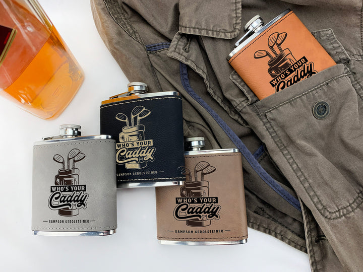 Custom Engraved Golf Flask - 'Who's Your Caddy?'