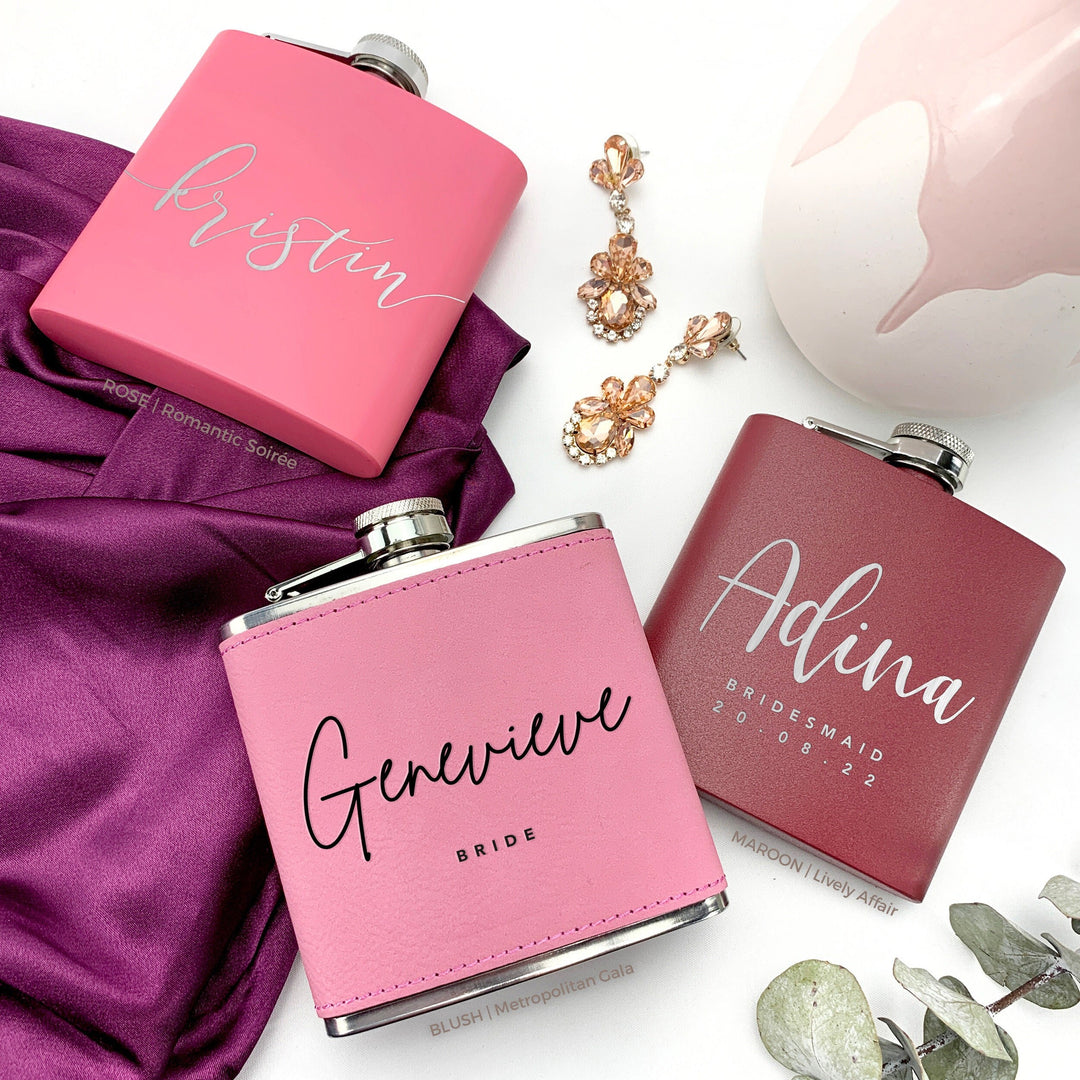 Personalized Leatherette Wedding Flask
