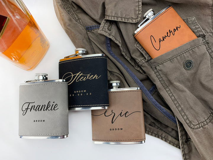 Personalized Leatherette Wedding Flask