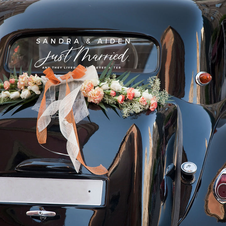 CUSTOM JUST MARRIED DECAL - RUSTIC BANQUET