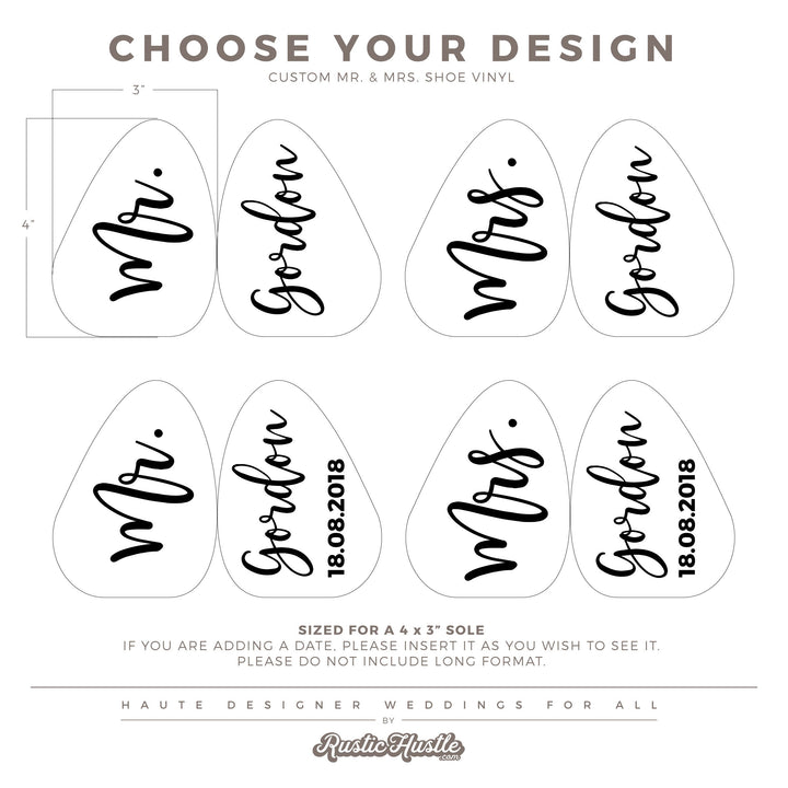 Mr & Mrs CUSTOM Wedding Shoe Sole Decal - LIVELY AFFAIR