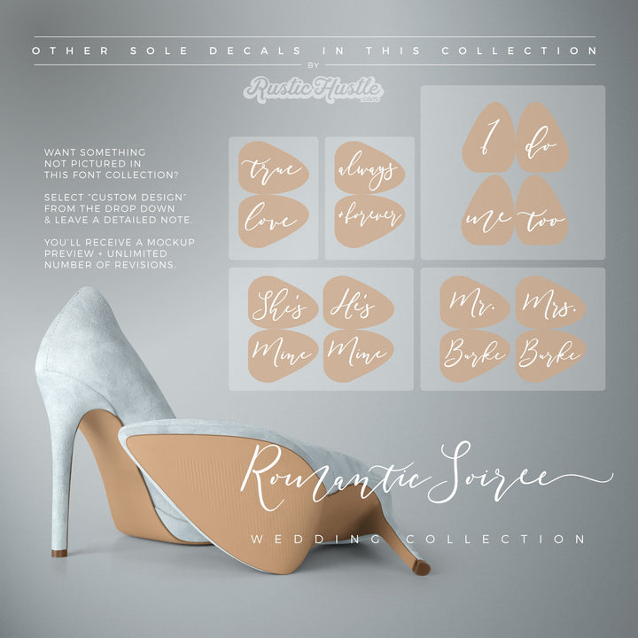 He's Mine | She's Mine Wedding Shoe Sole DECAL - ROMANTIC SOIRÉE
