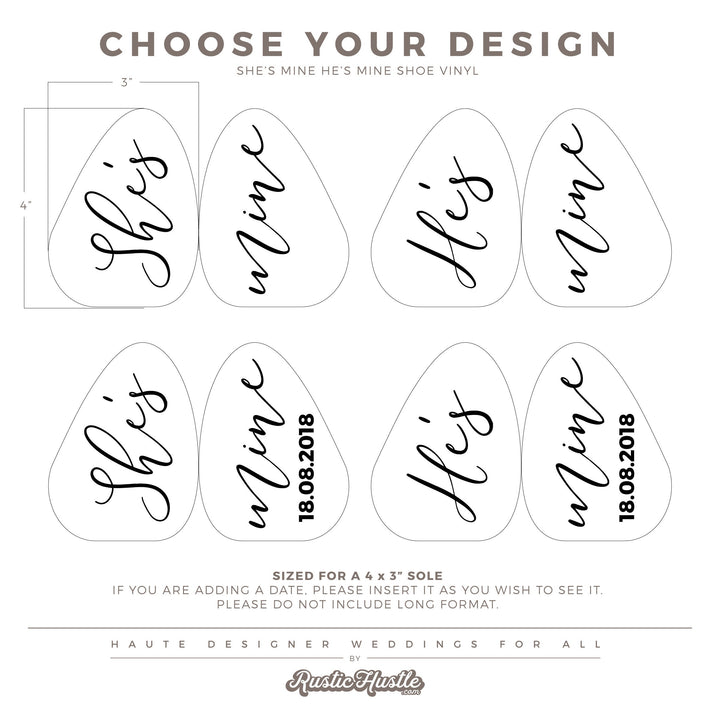 He's Mine | She's Mine Wedding Shoe Sole DECAL - ROMANTIC SOIRÉE