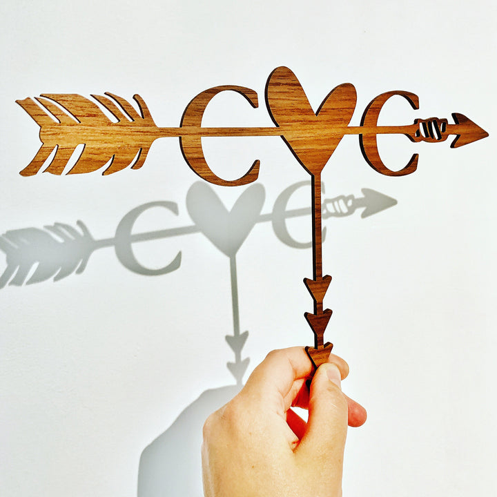 Heart and Cupids Arrow CAKE TOPPER