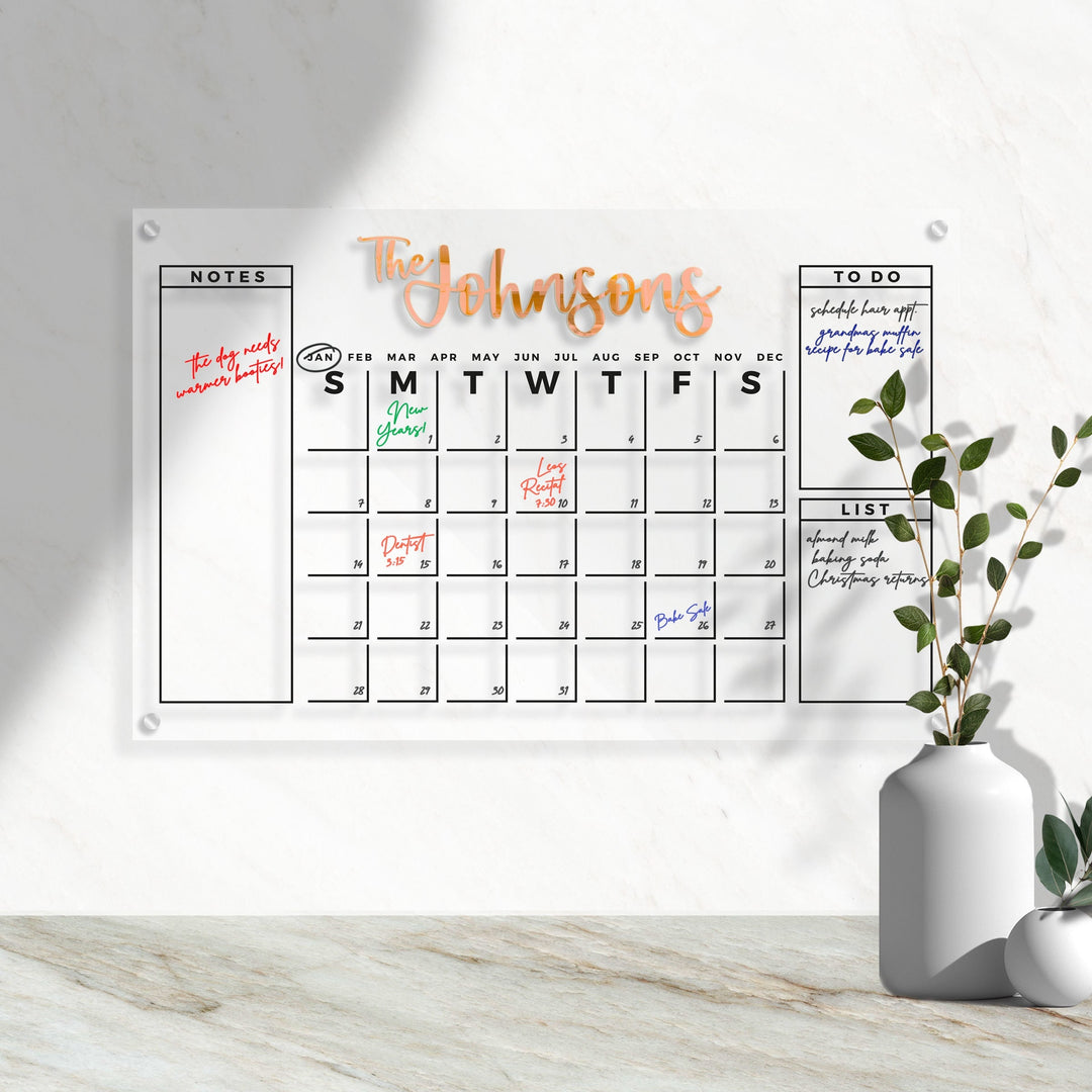 Custom Perpetual Acrylic Calendar - Medium