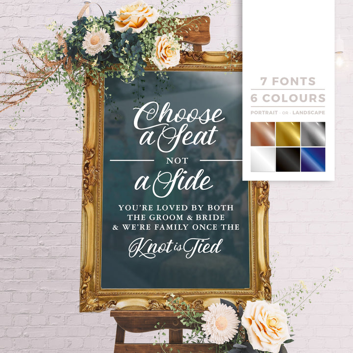 CHOOSE A SEAT, NOT A SIDE CEREMONY DECAL - FAIRYTALE EVENING