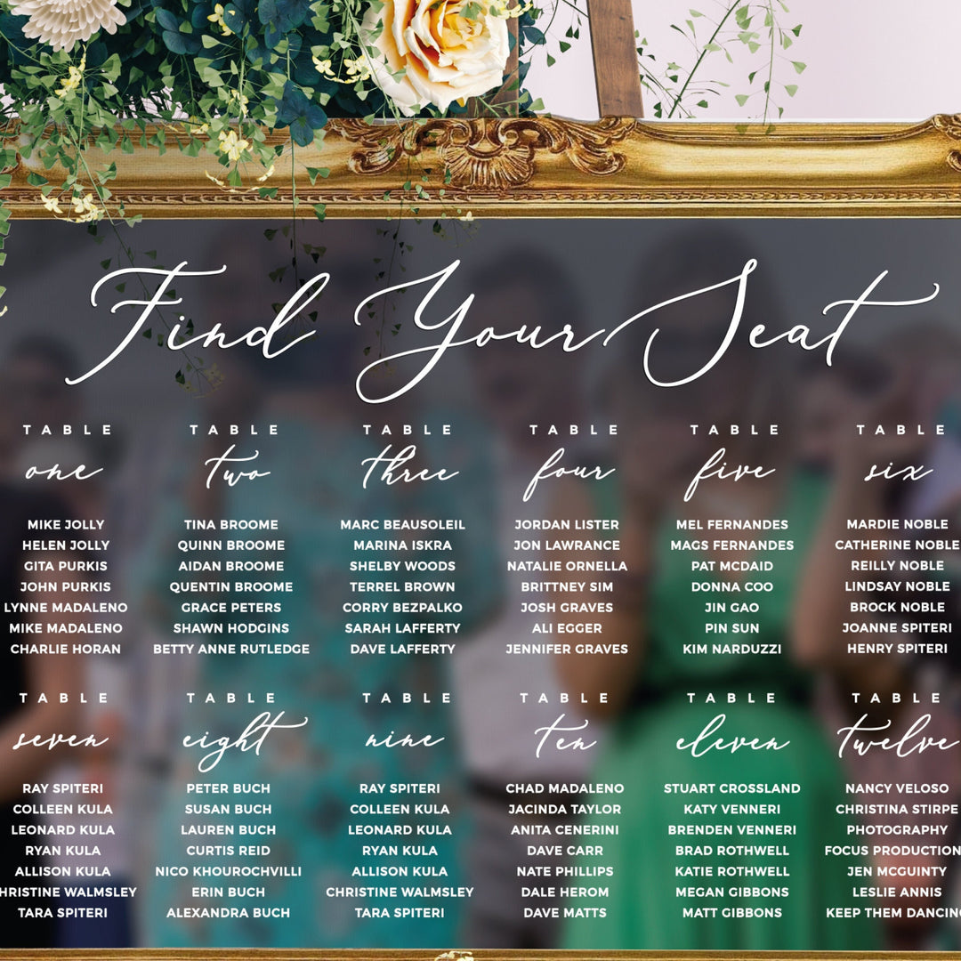 'Please Find Your Seat' Custom Seating Chart Header Decal - GARDEN FORMAL