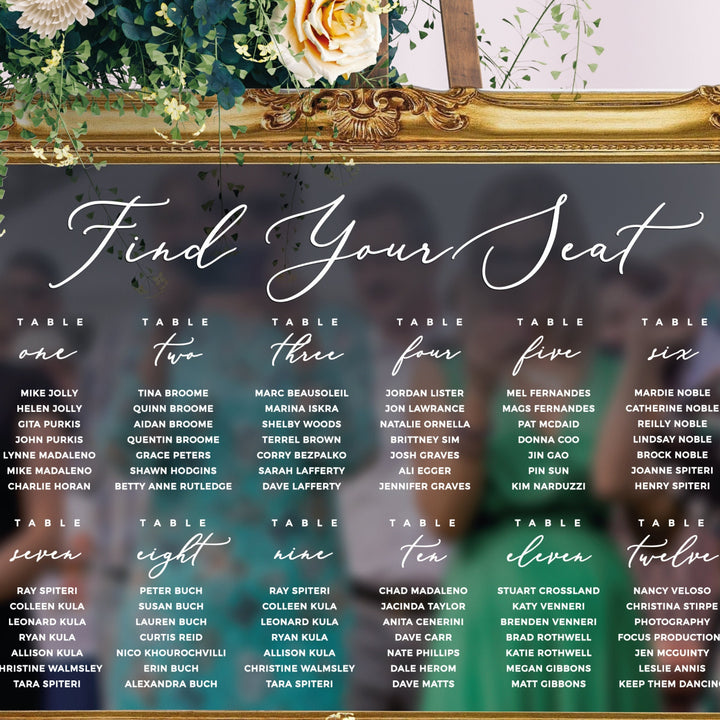 Please Find Your Seat Custom Seating Chart Header Decal - GARDEN FORMAL