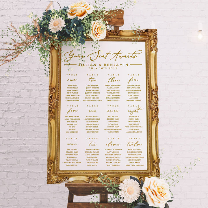 'Your Seat Awaits' Custom Seating Chart Header Decal - GARDEN FORMAL