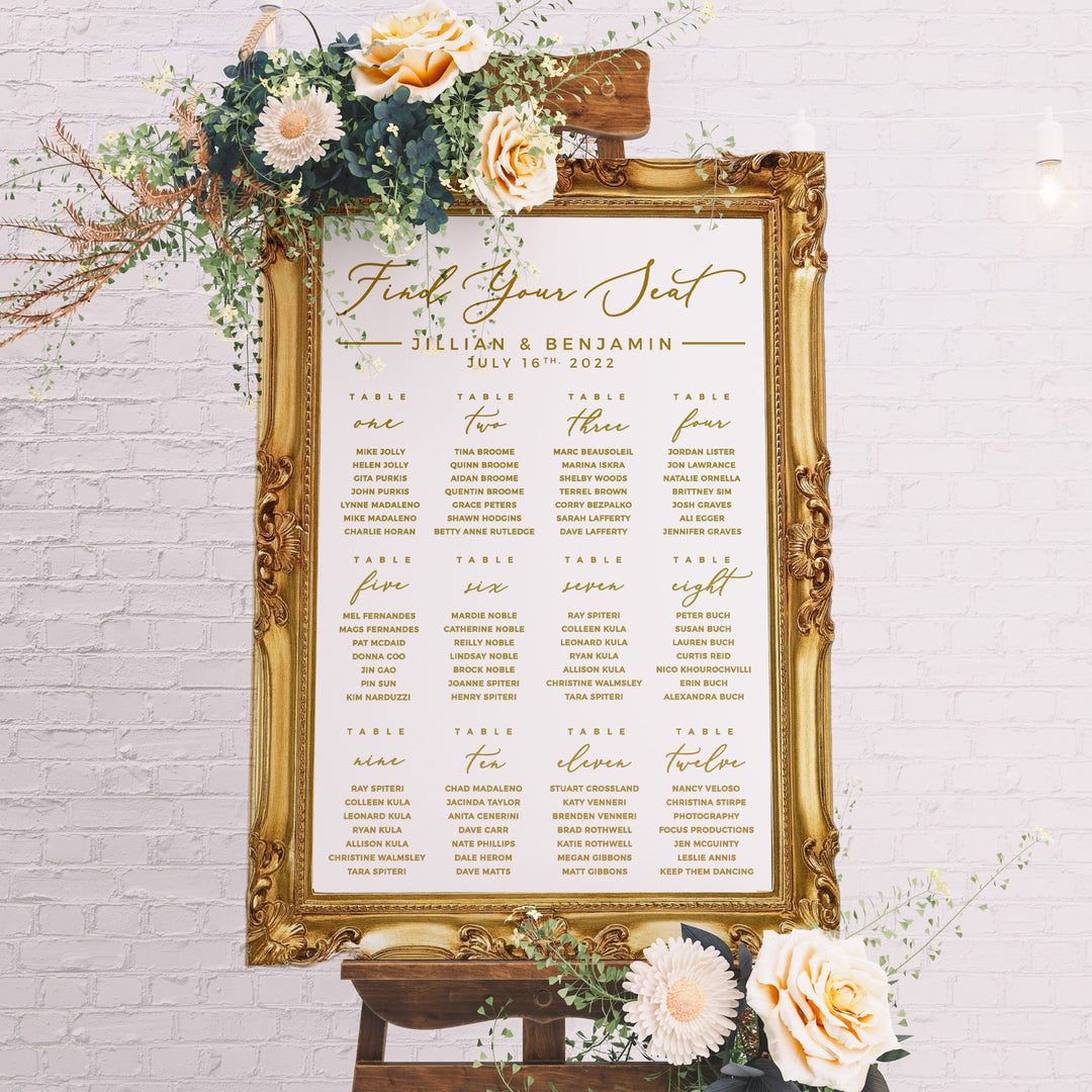 Please Find Your Seat Custom Seating Chart Header Decal - GARDEN FORMAL