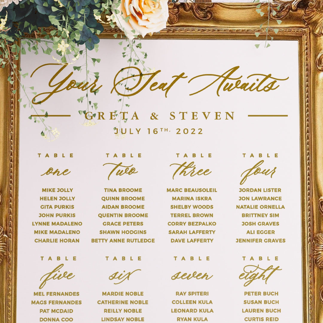 'Your Seat Awaits' Custom Seating Chart Header Decal - ROYAL FESTIVITY