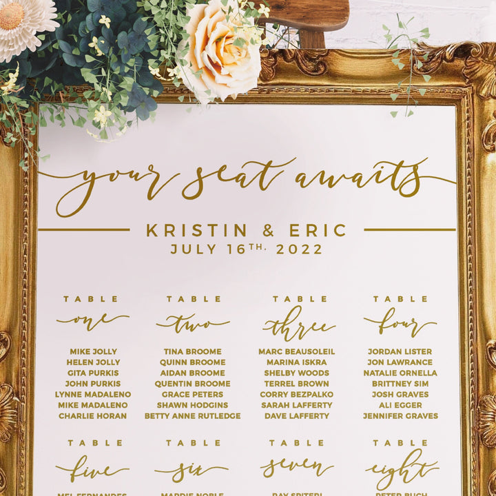 'Your Seat Awaits' Custom Seating Chart Header Decal - ROMANTIC SOIRÉE