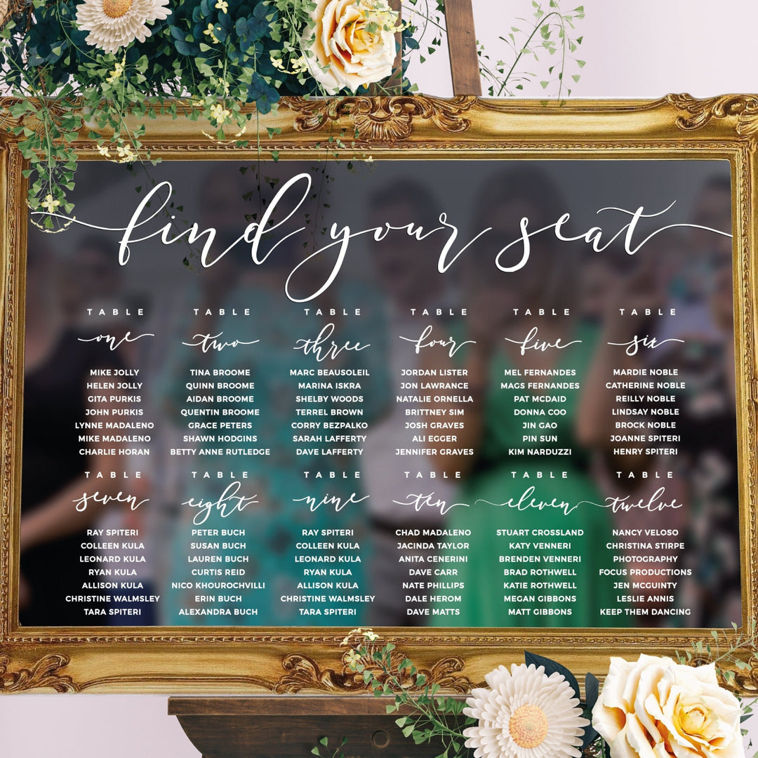 Please Find Your Seat Custom Seating Chart Header Decal - ROMANTIC SOIRÉE