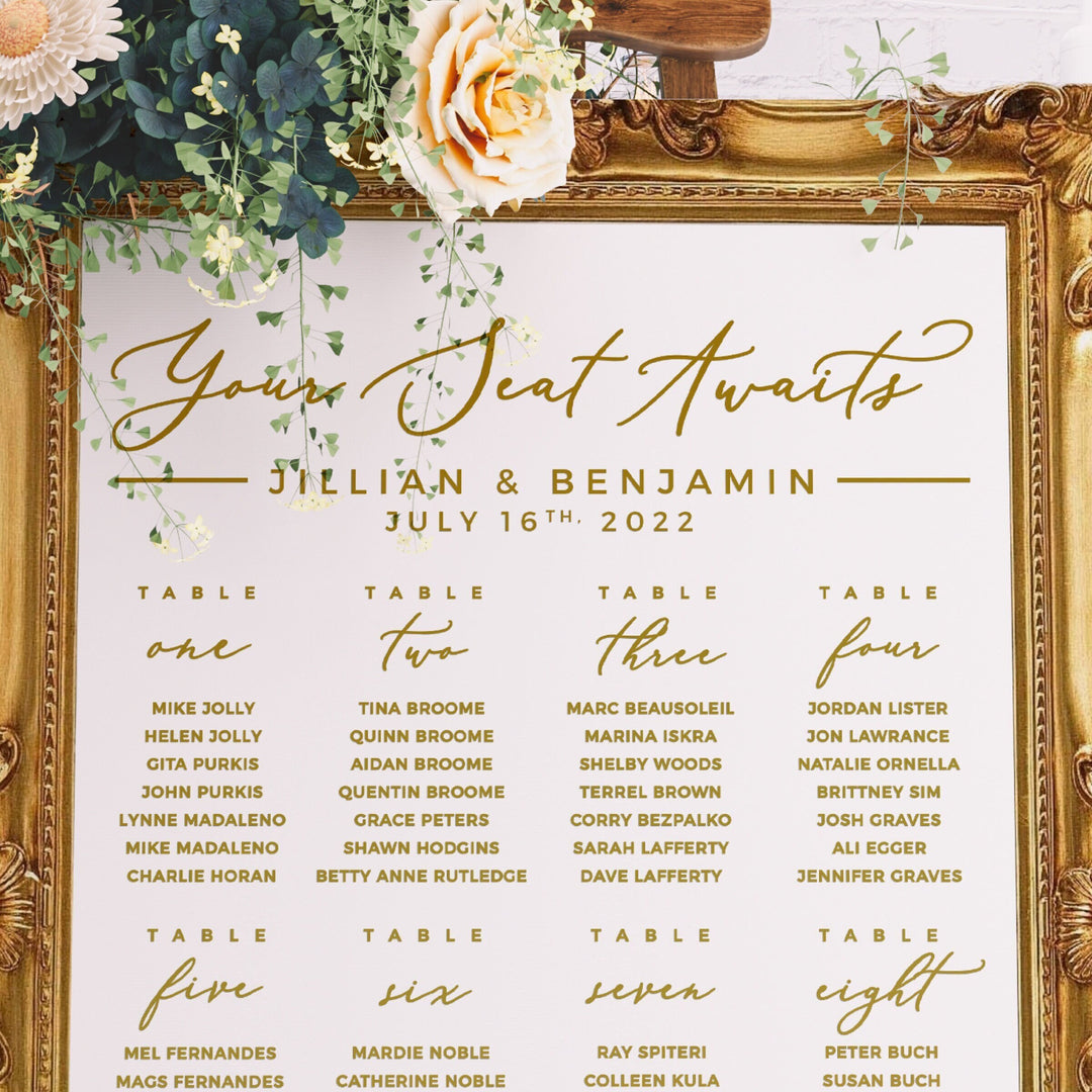 'Your Seat Awaits' Custom Seating Chart Header Decal - GARDEN FORMAL