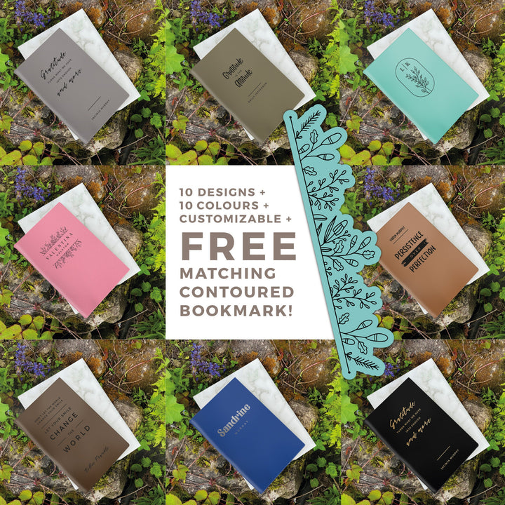 Daily Work Planner Notebook Custom Gratitude Journal - MultiColoured Cruelty-Free Leather, Gifts for Her Him Stocking Stuffer