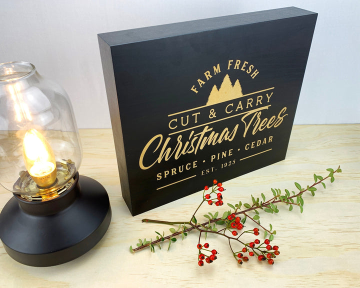 Christmas Tree Farm Standing Custom Double Sided Sign Christmas decor, Xmas Sign, Standing Mantle, Console Table Decor