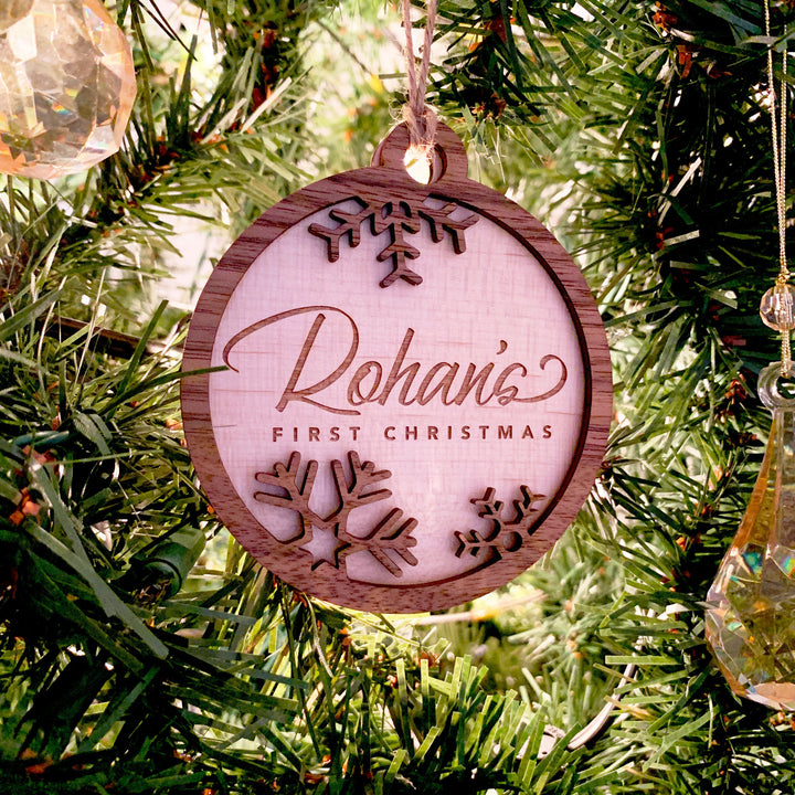 Custom 'Baby's First Christmas' Xmas Tree Ornament