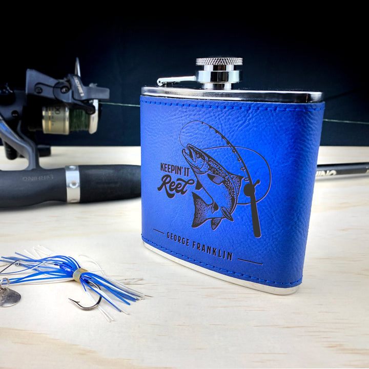 Custom Engraved Fishing Flask - 'Keepin it Reel'
