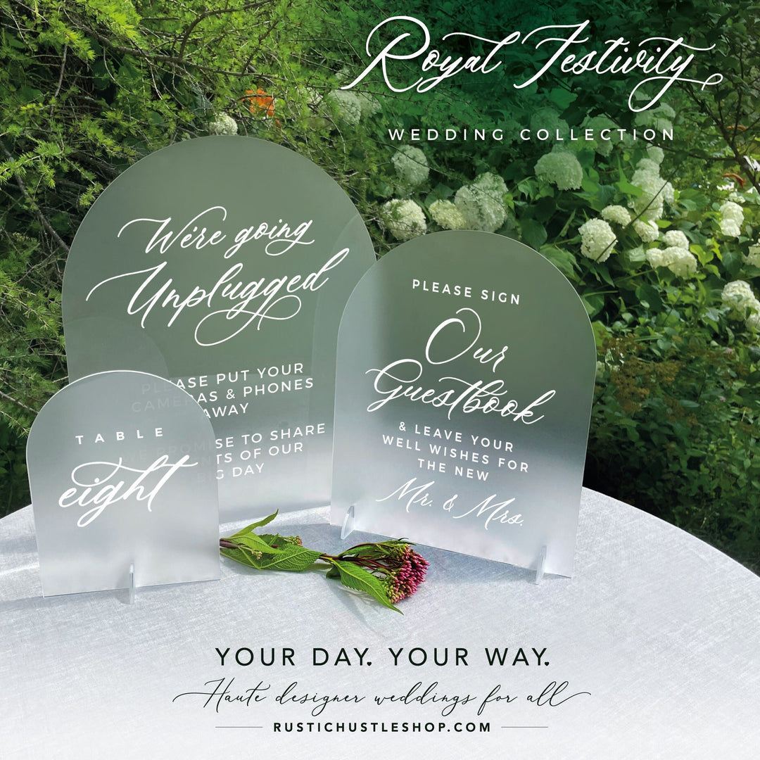 Frosted Arched Wedding Signage - ROYAL FESTIVITY
