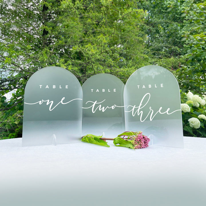 Frosted Arched Table Number Signs - ROMANTIC SOIRÉE