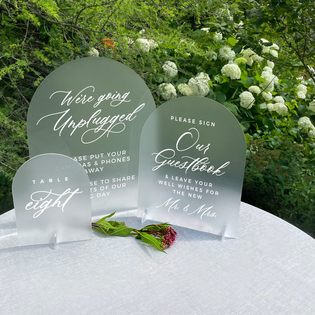 Frosted Arched Table Number Signs - ROYAL FESTIVITY
