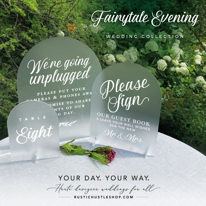 Frosted Arched Table Number Signs - FAIRYTALE EVENING