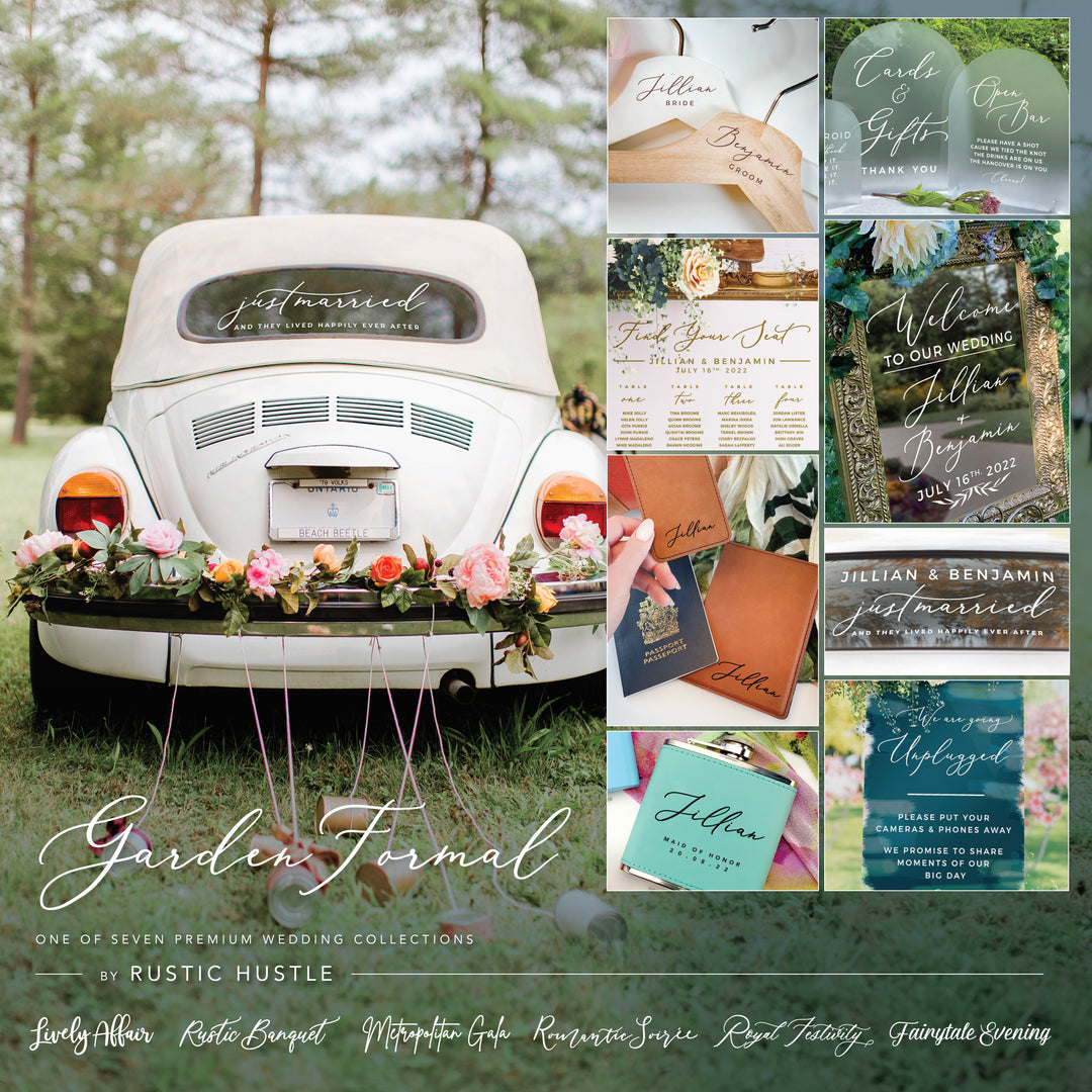 a collage of photos of a wedding car