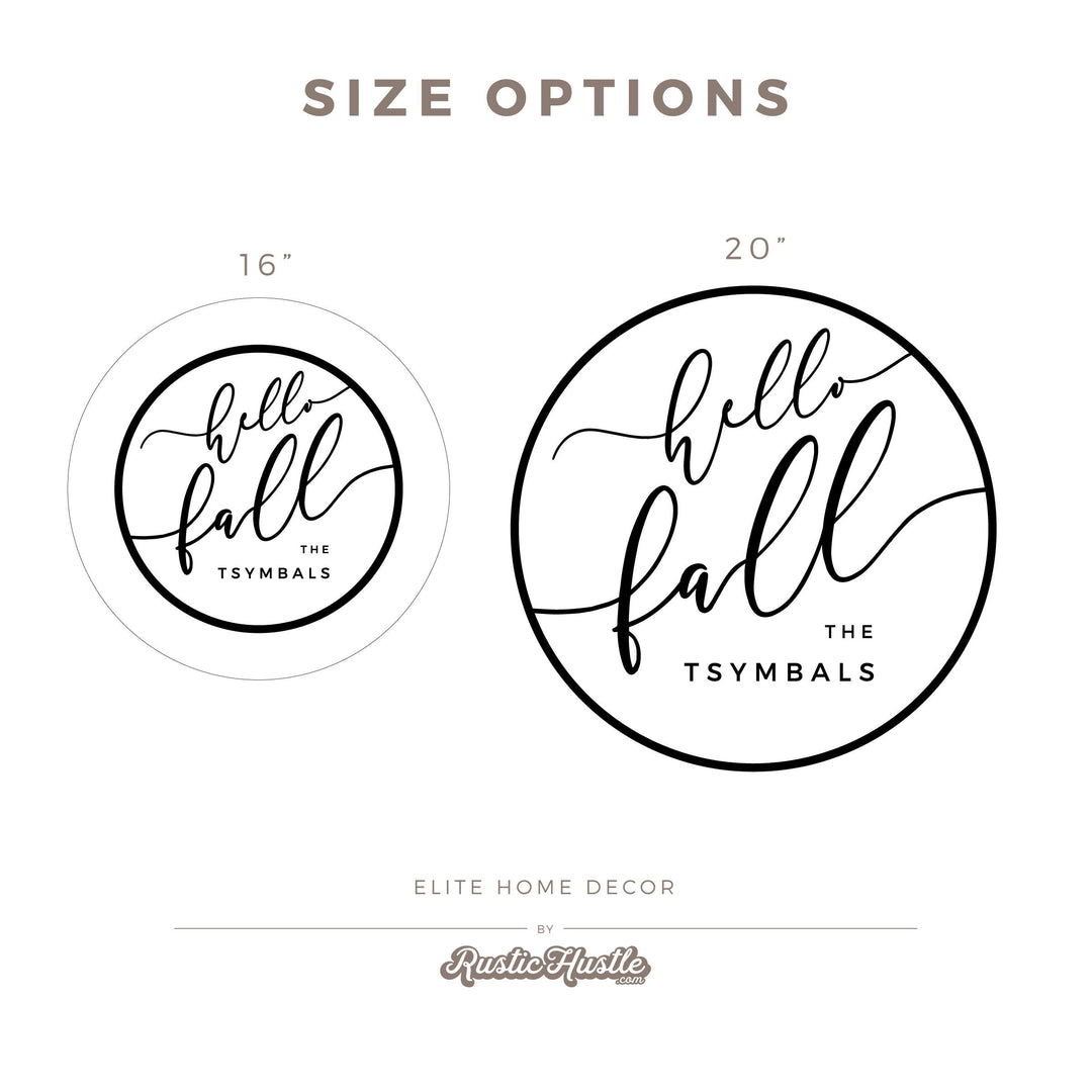 Custom 3D Minimal Wreath Door Hanger - Hello Fall