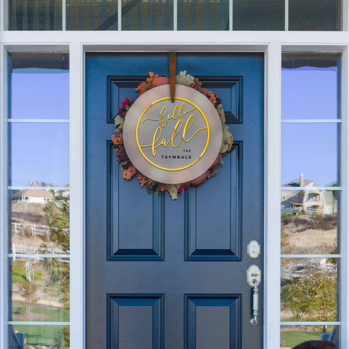Custom 3D Minimal Wreath Door Hanger - Hello Fall