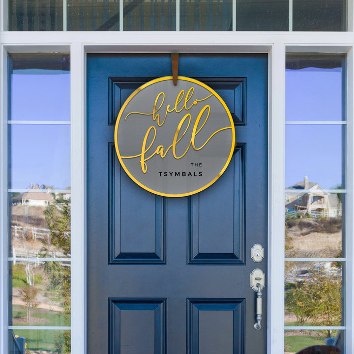 Custom 3D Minimal Wreath Door Hanger - Hello Fall