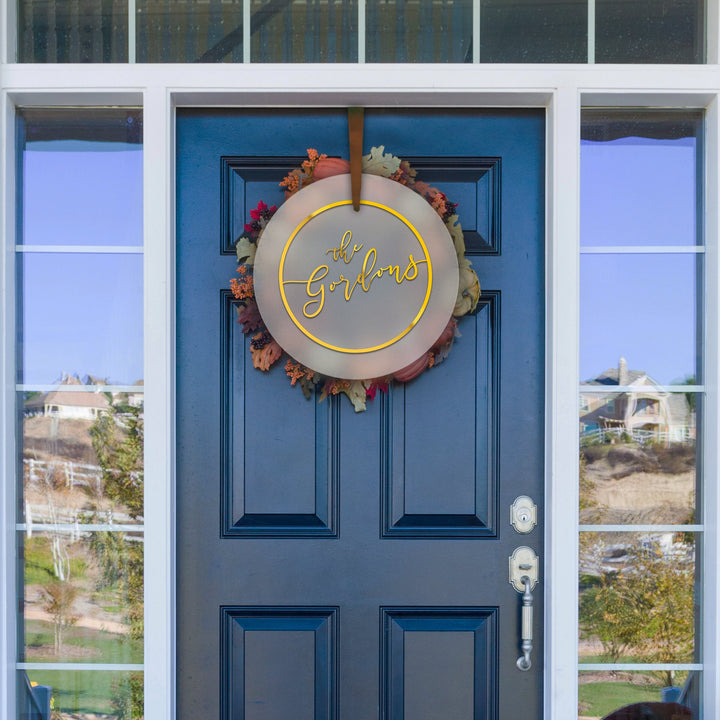 Custom 3D Minimal Wreath Door Hanger - Family Name