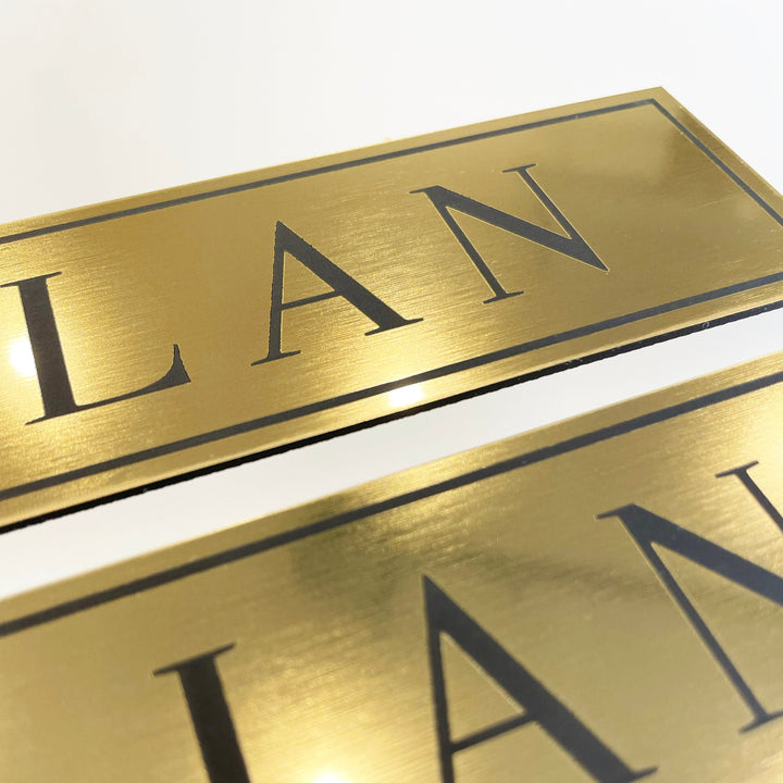 Custom Cubby Nameplate, Personalized Varsity Gym Locker Labels Organized Entry Office Door Name Plate, Brushed Metallic Gold, Silver, Copper