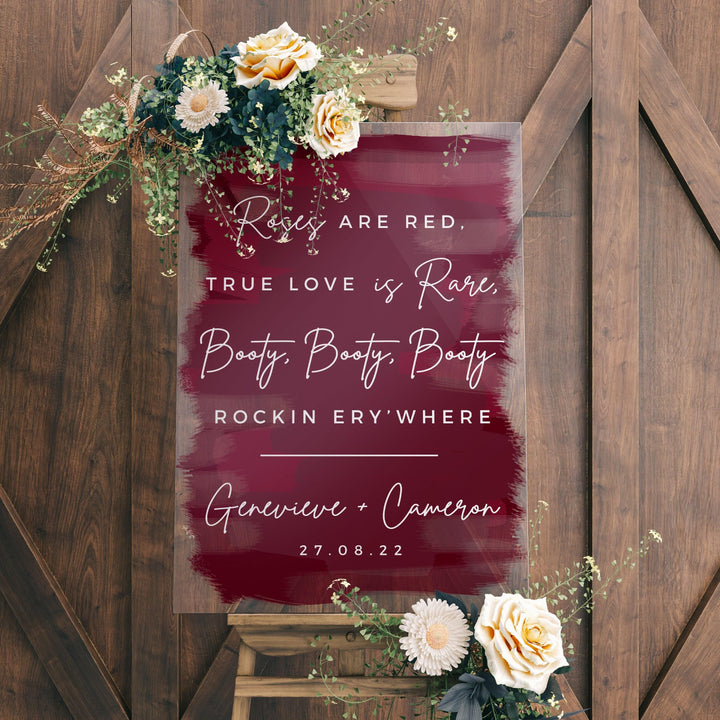 Welcome to Our Wedding Custom Vinyl Decal Sticker for mirror, Wedding Decor, Booty Booty Rockin Everywhere Entrance Sign - METROPOLITAN GALA