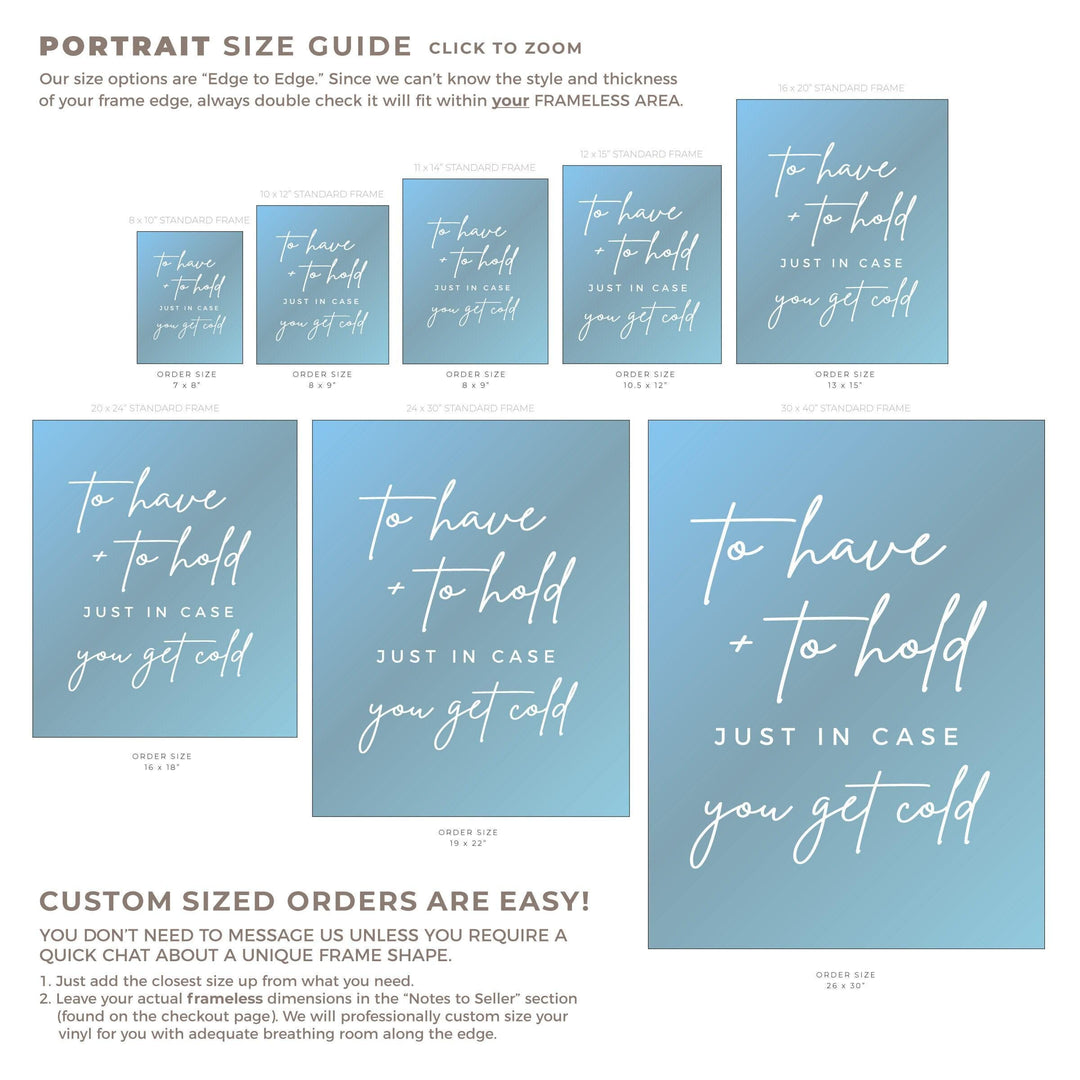 Blanket Basket Wedding Vinyl Decal: To Have and To Hold DIY Sign Sticker