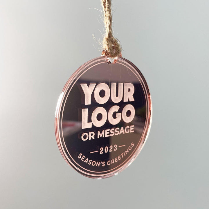Custom Christmas Tree Ornament, Mirrored Acrylic Bulk Wholesale Logo Client Gifting, Corporate Holiday Stocking Stuffers, Personalized Decor