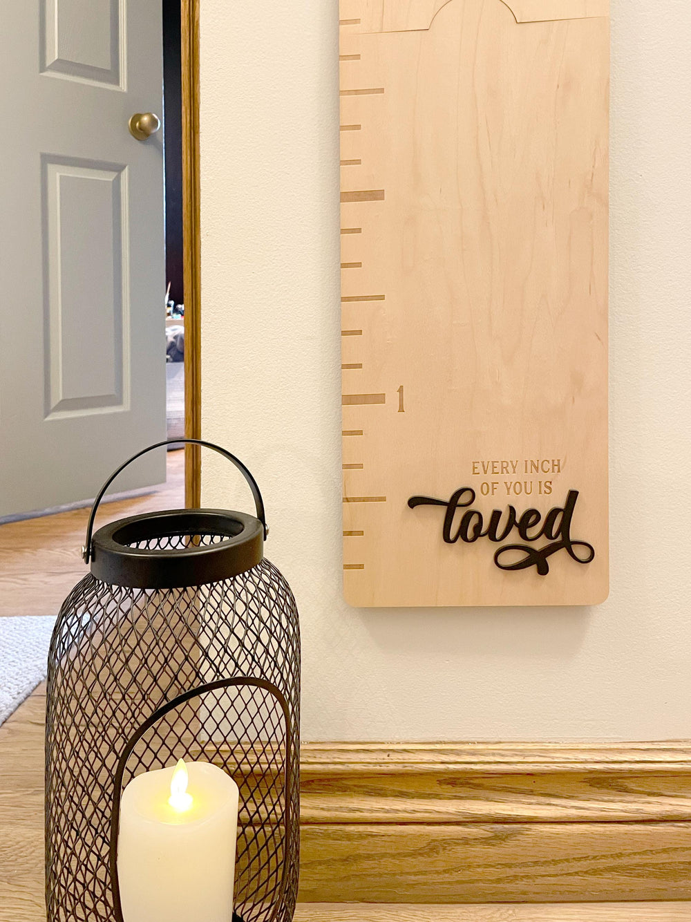 Personalized Wooden Growth Chart Ruler: 3D Metallic Name, Kid's Height Marker