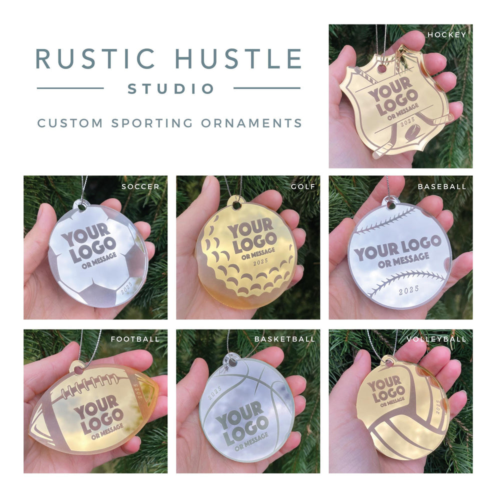 Custom Golf Team or Golf Club Christmas Tree Ornaments, Bulk Wholesale Logo Sports Team Gifting, Corporate Holiday Stocking Stuffers