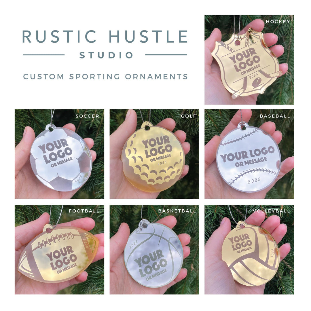 Custom Basketball Team Christmas Tree Ornaments, Bulk Wholesale Logo Sports Team Gifting, Corporate Holiday Stocking Stuffers