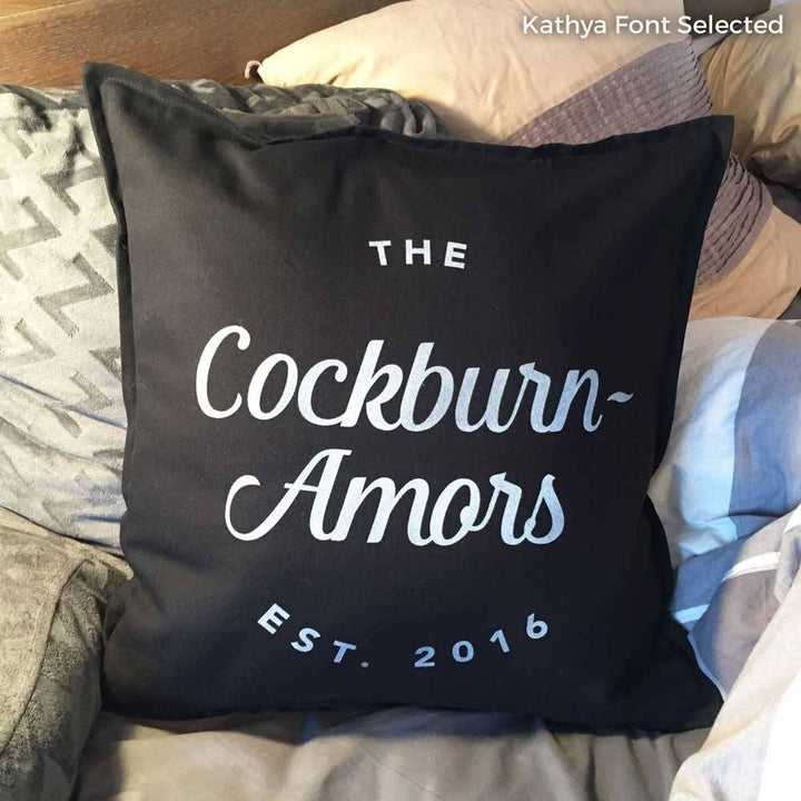 Custom Family Name Established Throw Pillowcase, Custom Pillow with Last Name, Customizable Personalized Pillow, Anniversary Engagement Gift