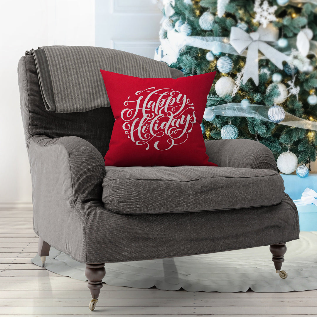 Happy Holidays Christmas Pillow Cover, Xmas Pillow, Holiday gifts