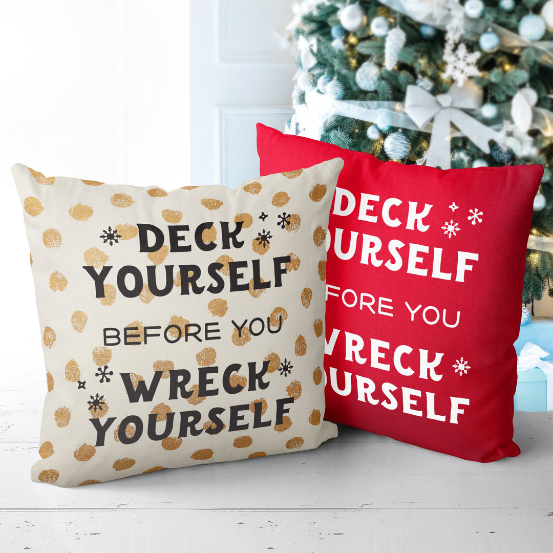 Deck Yourself Christmas Pillow Cover, Xmas Pillow, Holiday gifts, Christmas Pillowcases, Christmas Decor,  20x20 Christmas Pillow Case