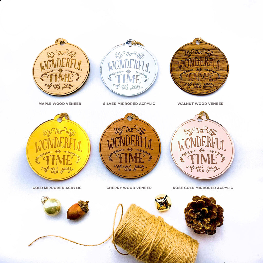 Engraved Christmas Ornament, Christmas Tree Decorations, The Most Wonderful Time, Stocking Stuffer Gift, Custom