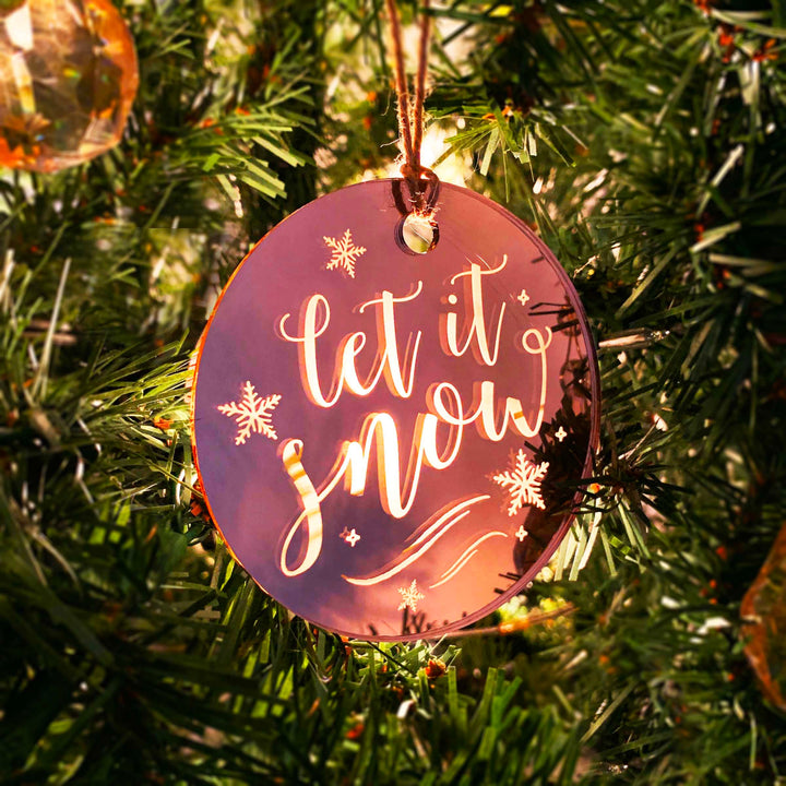 Wood or Acrylic Engraved Christmas Tree Ornament Decoration, Let it Snow, Country Christmas Holiday Decor, Stocking Stuffer Gift, Custom